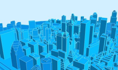 Modern şehir panoraması 3D illüstrasyon