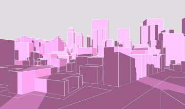 Modern şehir panoraması 3D illüstrasyon