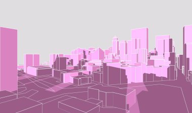 Modern şehir panoraması 3D illüstrasyon