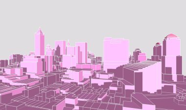 Modern şehir panoraması 3D illüstrasyon