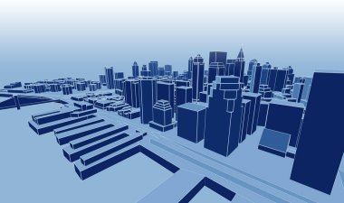 Modern şehir panoraması 3D illüstrasyon