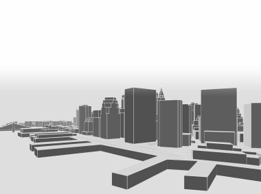 Modern şehir panoraması 3D illüstrasyon