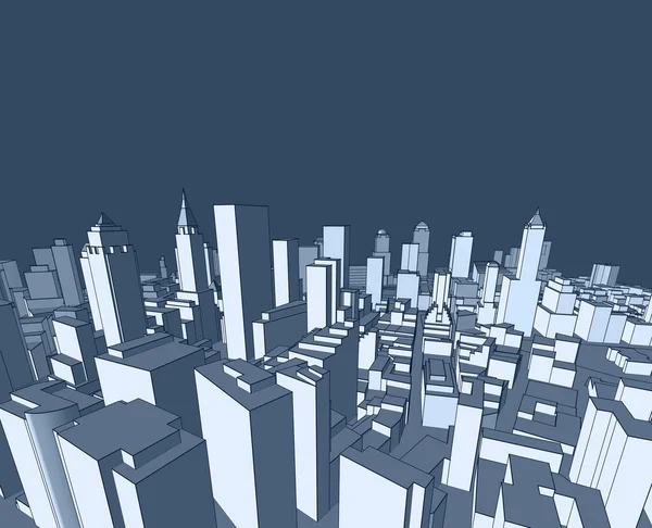 现代城市全景3D插图 — 图库照片