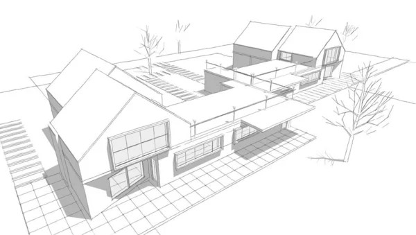 House Architectural Sketch Illustration — Stock Photo, Image