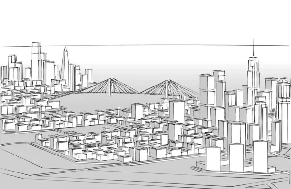 Cidade Moderna Panorama Ilustração — Fotografia de Stock