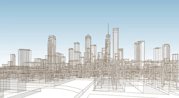 Moderne Stad Panorama Illustratie — Stockfoto