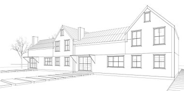 ev geleneksel mimarisi 3d illüstrasyon