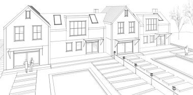 ev geleneksel mimarisi 3d illüstrasyon