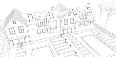 ev geleneksel mimarisi 3d illüstrasyon