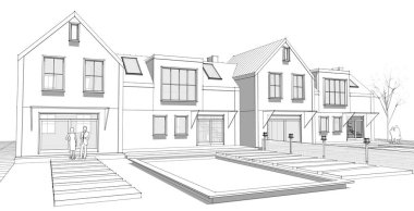 ev geleneksel mimarisi 3d illüstrasyon