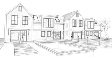 ev geleneksel mimarisi 3d illüstrasyon