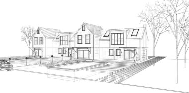 ev geleneksel mimarisi 3d illüstrasyon