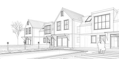 ev geleneksel mimarisi 3d illüstrasyon