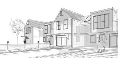 ev geleneksel mimarisi 3d illüstrasyon