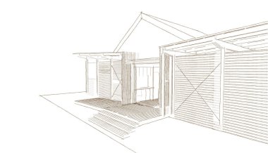 soyut mimari çizimi 3d illüstrasyon