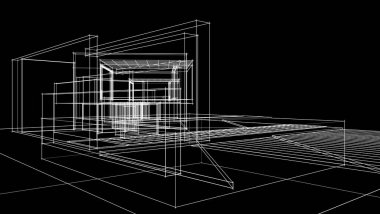 soyut mimari çizimi 3d illüstrasyon