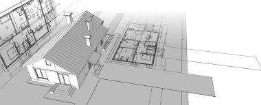 soyut mimari çizimi 3d illüstrasyon