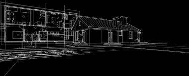 soyut mimari çizimi 3d illüstrasyon