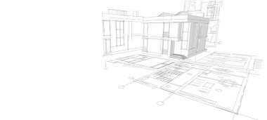 soyut mimari çizimi 3d illüstrasyon