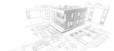 soyut mimari çizimi 3d illüstrasyon