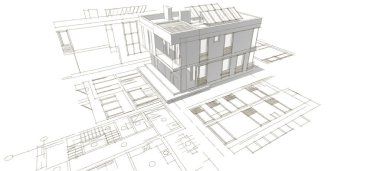 soyut mimari çizimi 3d illüstrasyon