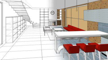 soyut mimari çizimi 3d illüstrasyon