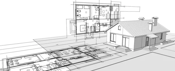 Abstrakt Arkitektur Skiss Illustration — Stockfoto