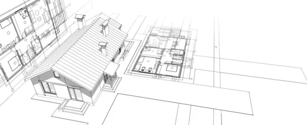 Абстрактный Архитектурный Эскиз — стоковое фото