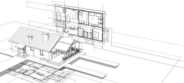 Abstrakte Architekturskizze Illustration — Stockfoto