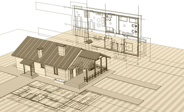 Dibujo Arquitectura Abstracta Ilustración — Foto de Stock