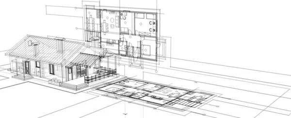 Abstract Architecture Sketch Illustration — Stock Photo, Image