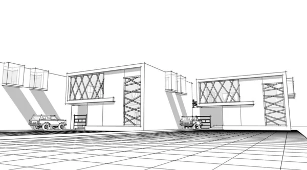 Абстрактный Архитектурный Эскиз — стоковое фото