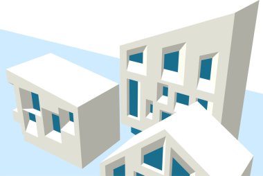 soyut mimari çizimi 3d vektör illüstrasyonu