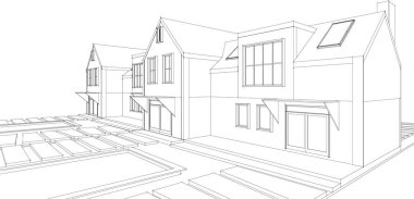 soyut mimari çizimi 3d vektör illüstrasyonu