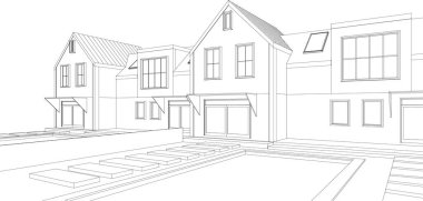 soyut mimari çizimi 3d vektör illüstrasyonu