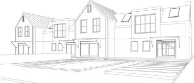 soyut mimari çizimi 3d vektör illüstrasyonu