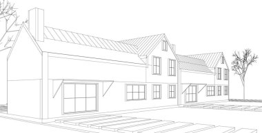 soyut mimari çizimi 3d vektör illüstrasyonu