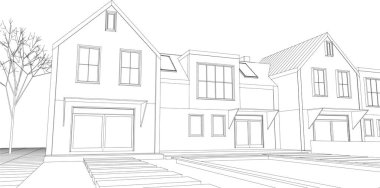 soyut mimari çizimi 3d vektör illüstrasyonu