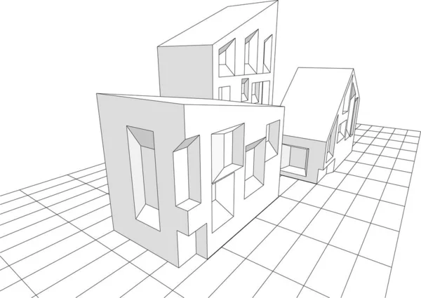 Architecture Abstraite Croquis Illustration Vectorielle — Image vectorielle