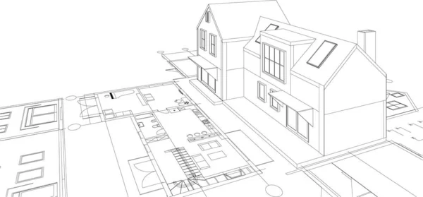 Abstrakt Arkitektur Skiss Vektor Illustration — Stock vektor