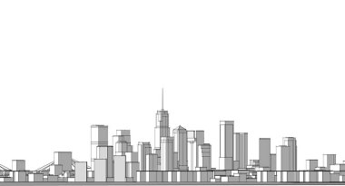 Modern şehir panoraması 3D illüstrasyon