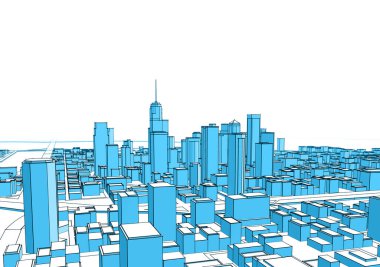 Modern şehir panoraması 3D illüstrasyon