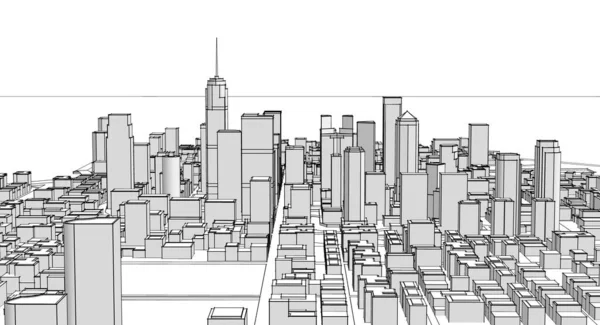 Nowoczesne Miasto Panorama Ilustracja — Zdjęcie stockowe