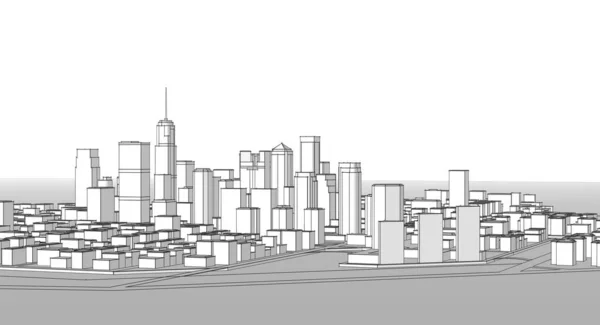 Moderne Stad Panorama Illustratie — Stockfoto