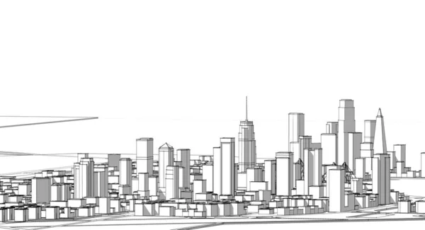 Panorama Ciudad Moderna Ilustración — Foto de Stock