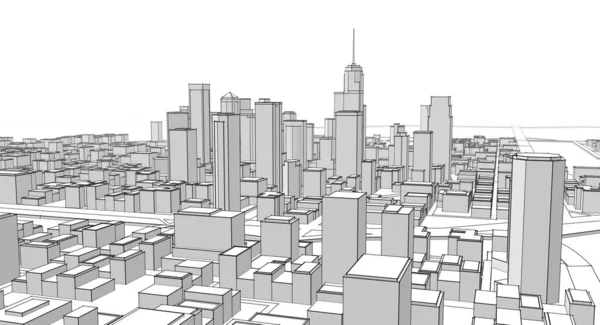 Сучасна Міська Панорама Ілюстрація — стокове фото