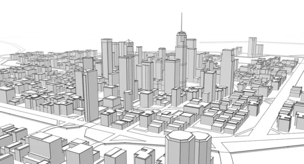 Moderne Stad Panorama Illustratie — Stockfoto