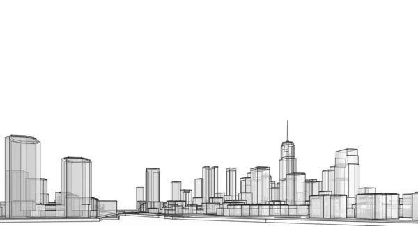 Moderno Panorama Della Città Illustrazione — Foto Stock