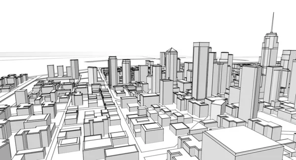 Modernes Stadtpanorama Illustration — Stockfoto