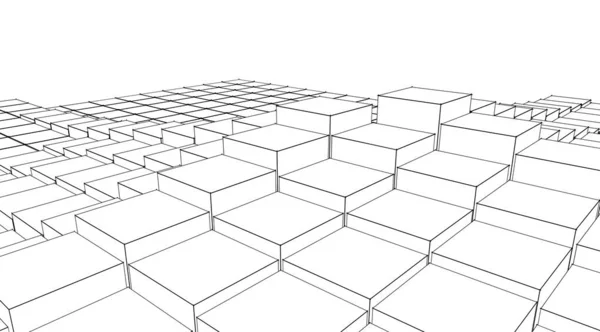 立方体抽象几何3D渲染 — 图库照片